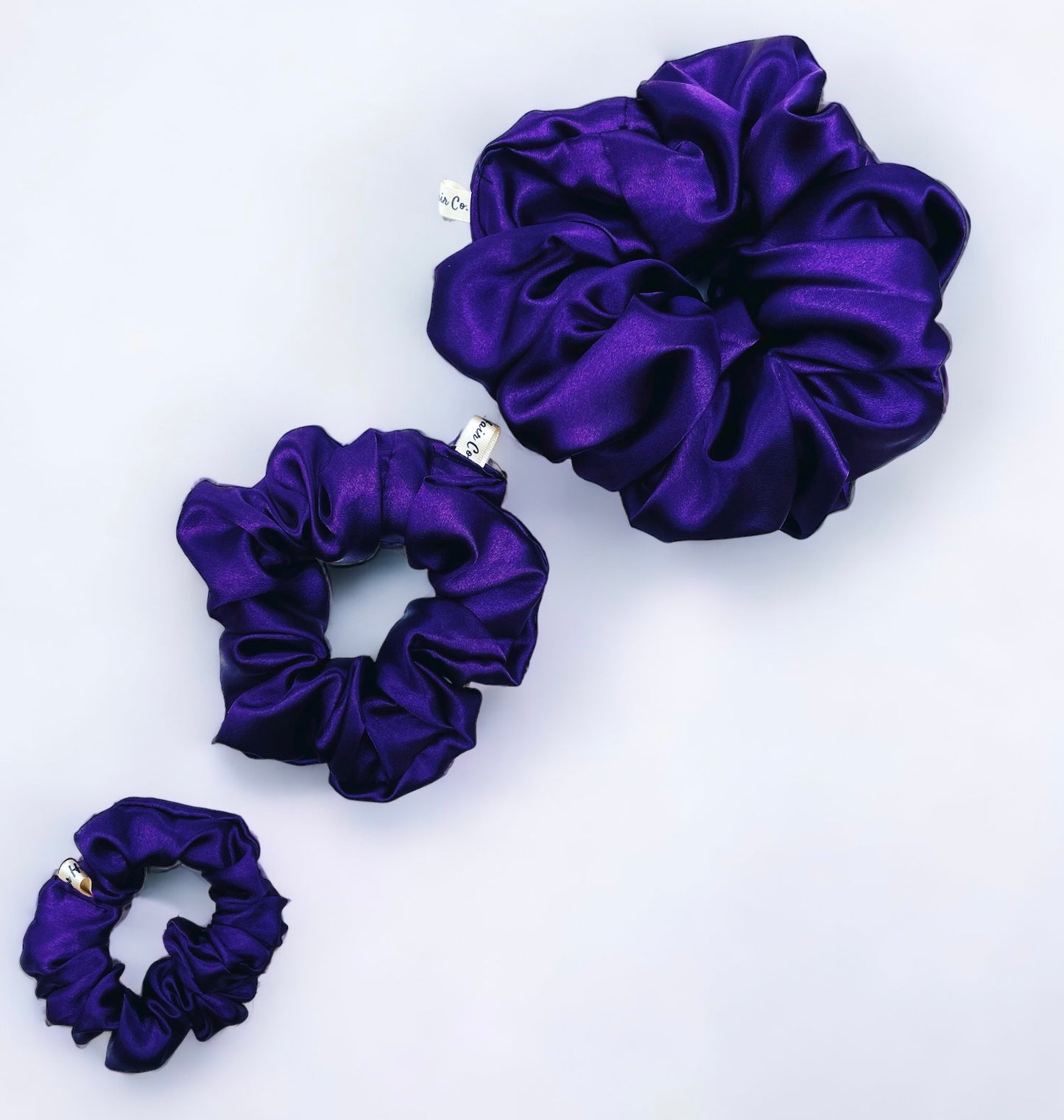 Purple Luxury Satin Scrunchies