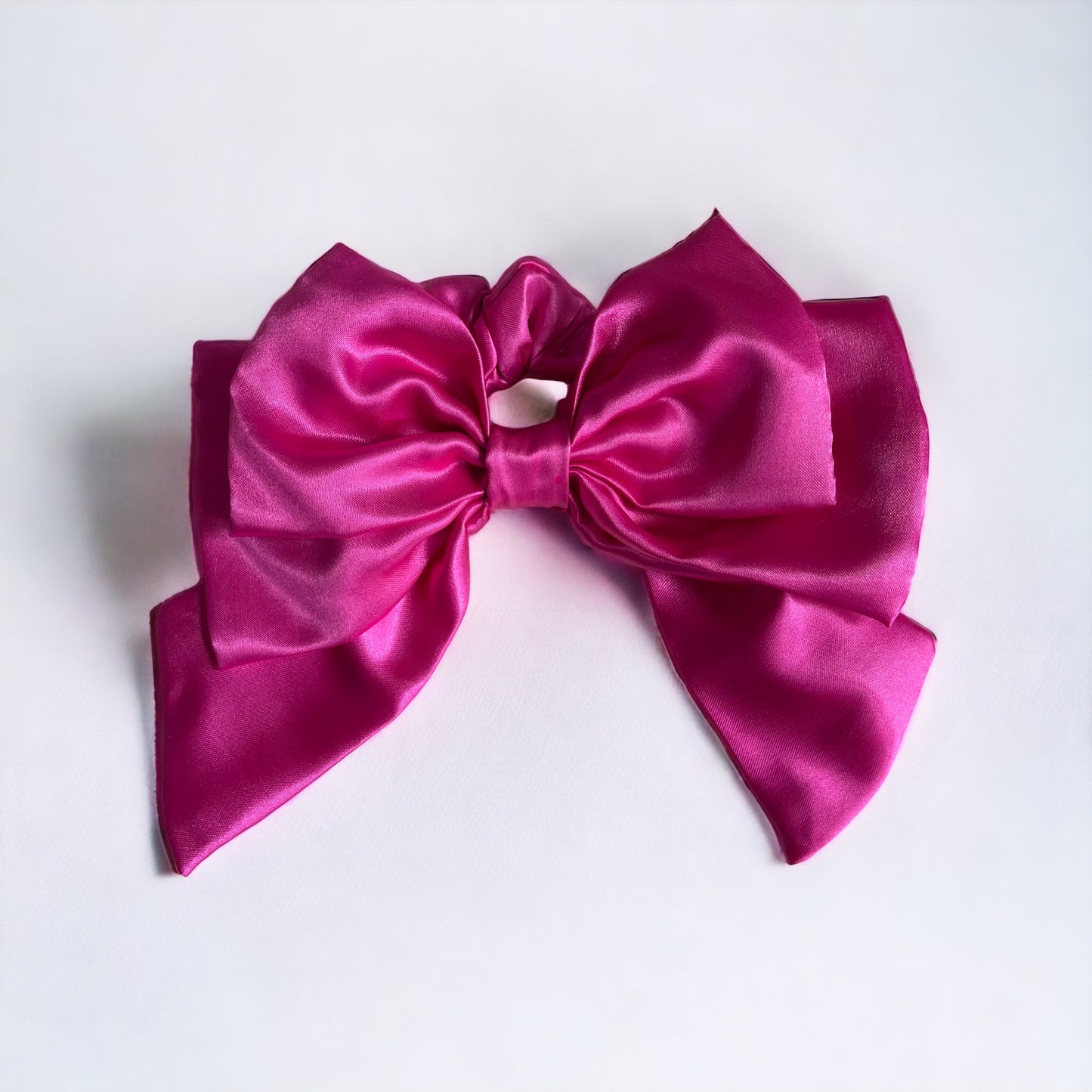 Hot Pink Luxury Satin Scrunchie Bow
