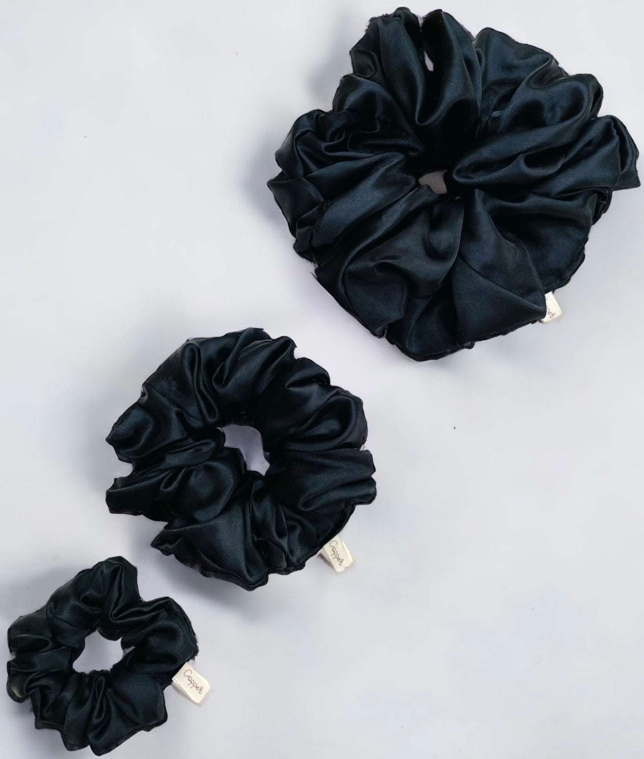 Black Luxury Satin Scrunchies